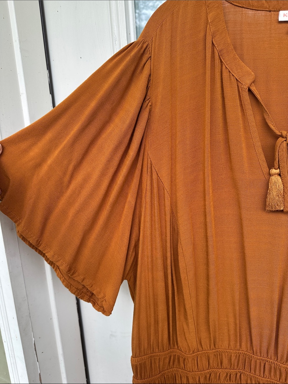NWOT Knox Rose Tassel-Neck Maxi Dress in Rust/Copper (2X) - Picture 4 of 11